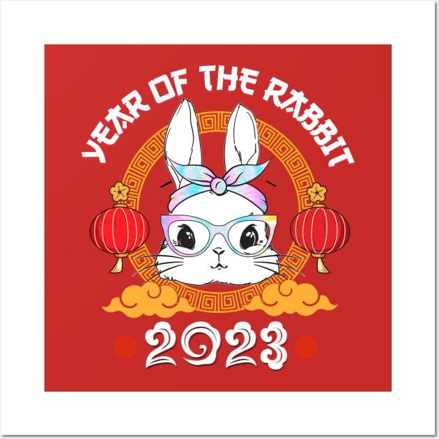 Happy Chinese New Year 2023 Tee Year of the Rabbit Horoscope Wall Art by Jhon Towel